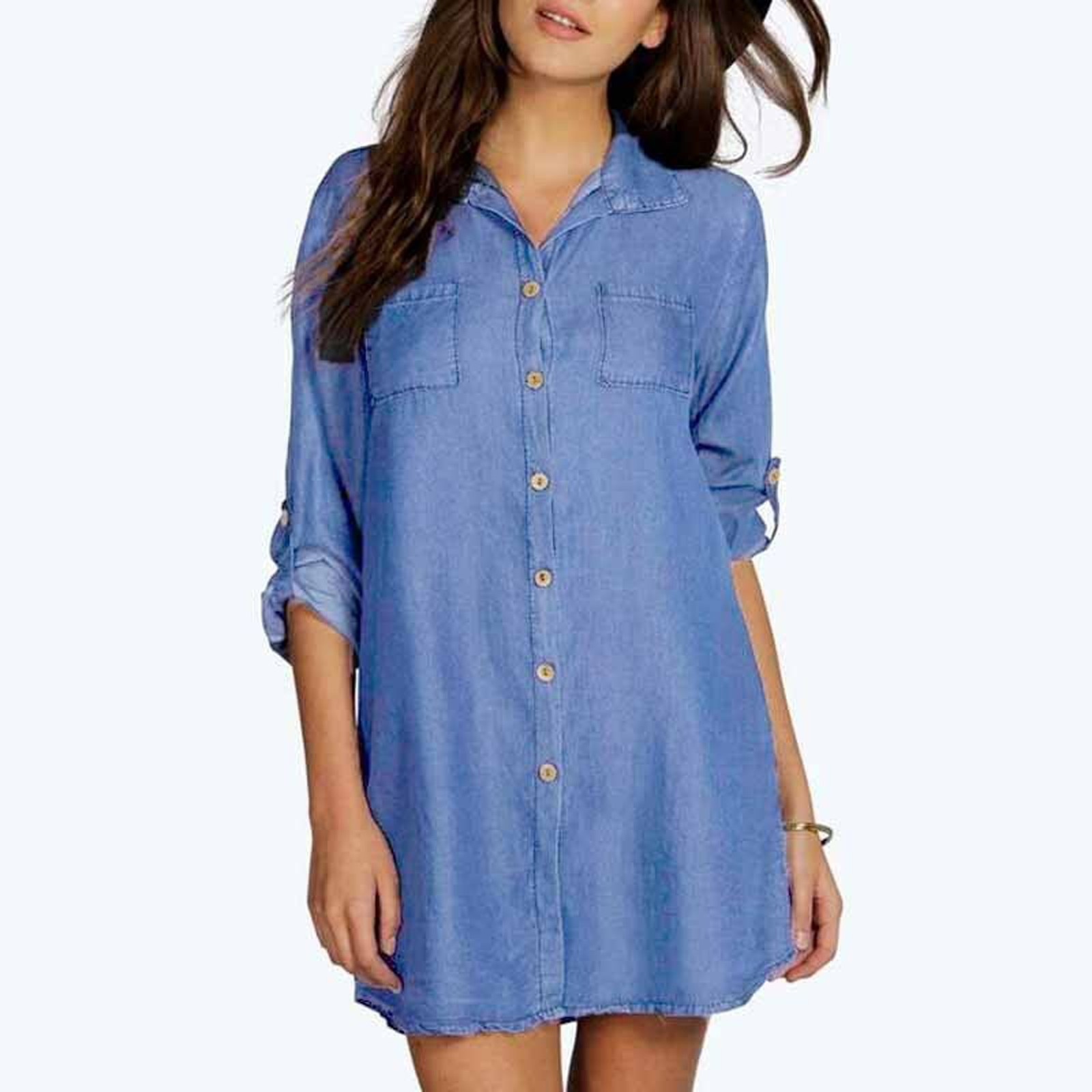 Fashion Classical Denim Mini Dress Slim 