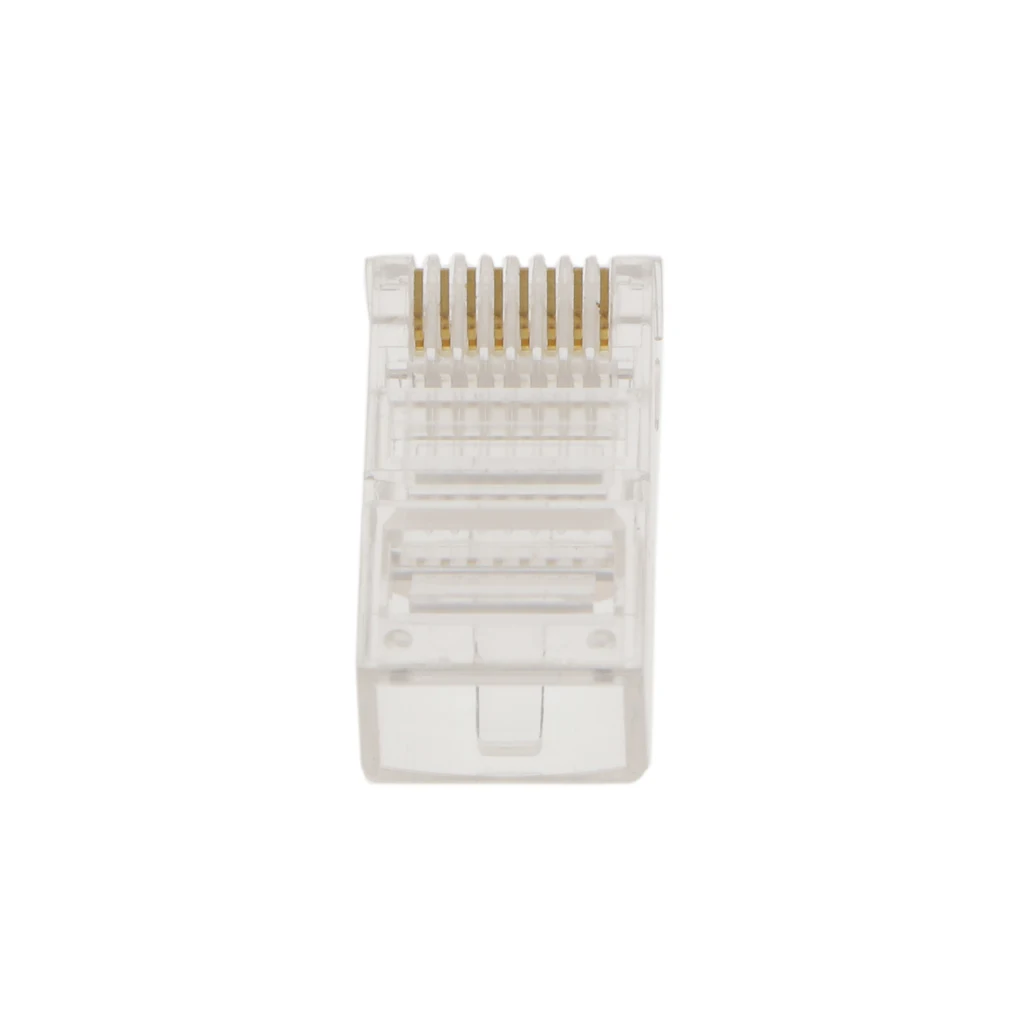 100 Pieces RJ45 Network Cable Modular Plug CAT5e 8P8C Gold Plated Ethernet Connector