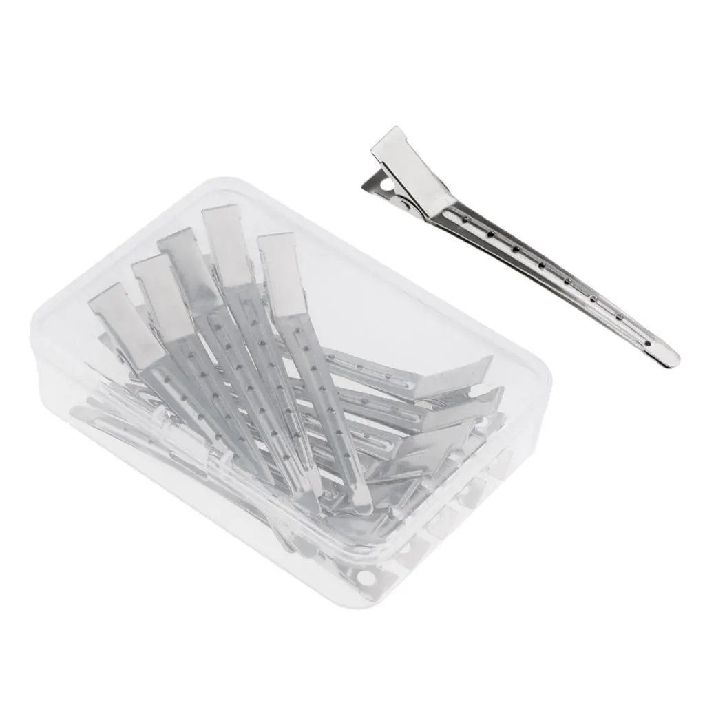 12pcs Stainless Steel Hairdressing Clips Hair Section Styling Clamps