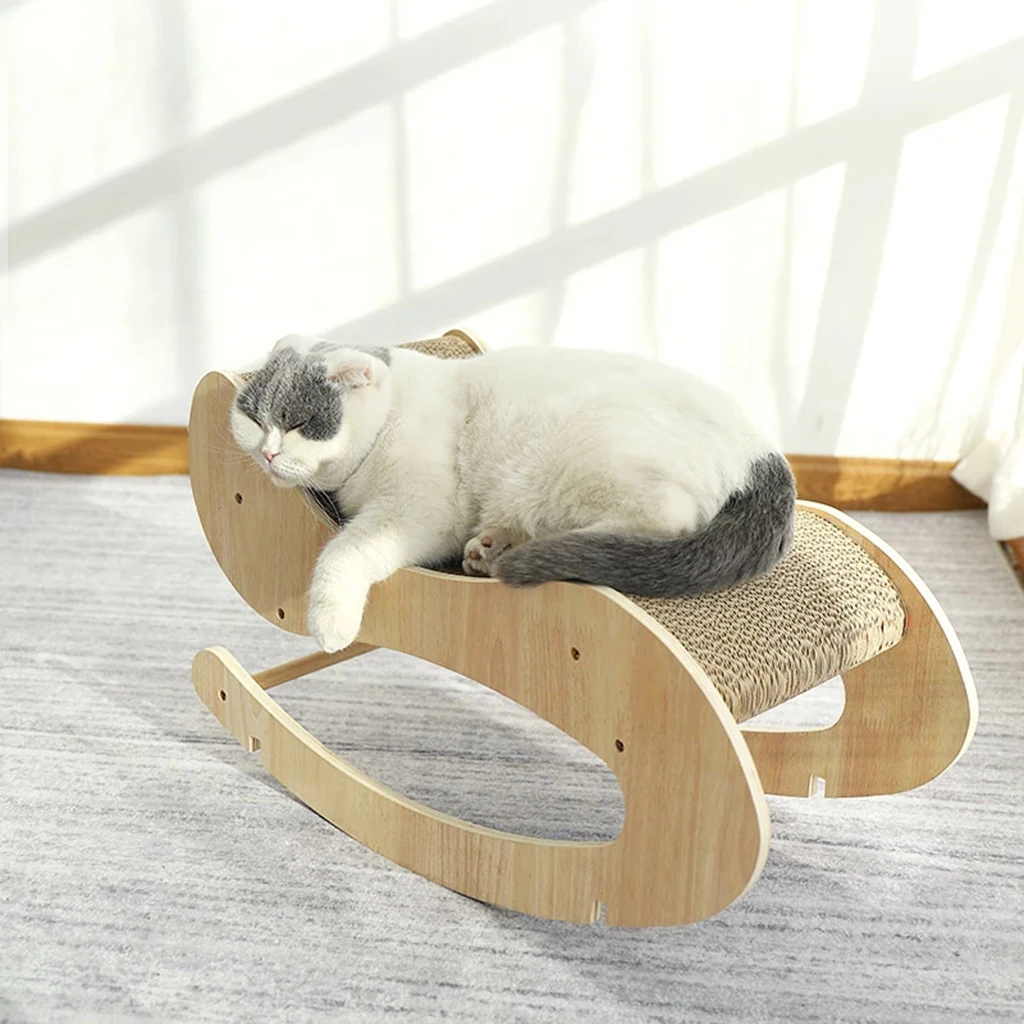 Wood Cat Scratcher Scratch Toy Board Claw Grinder Corrugated Cardboard Nest Vertical Sofa Protector for Cat Kitten