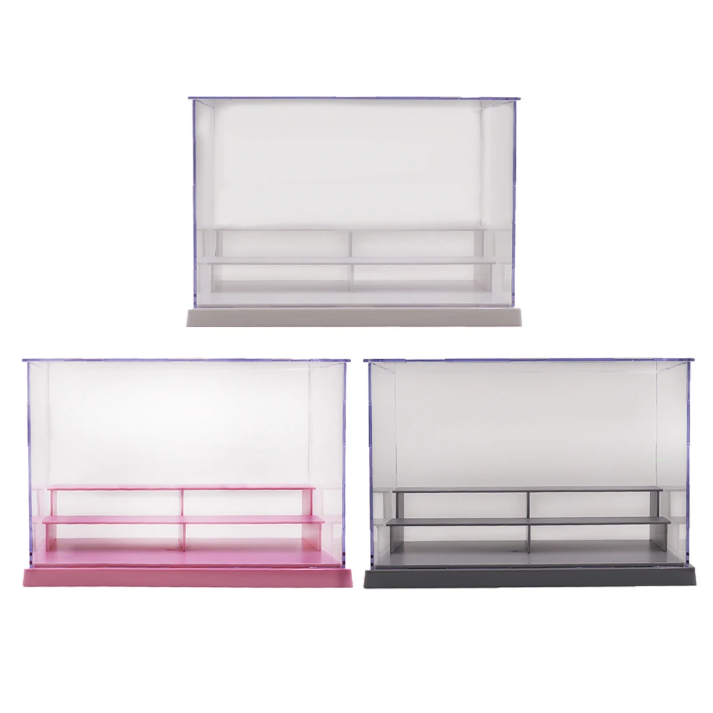 Clear Large 3-Tier Acrylic Display Case Jewelry Makeup Dolls Car Models Collectibles Protective Box Holder Organizer
