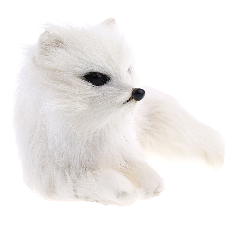 Cute White Lifelike Fur Lying  Animal Model Figurine Home Decor Crafts