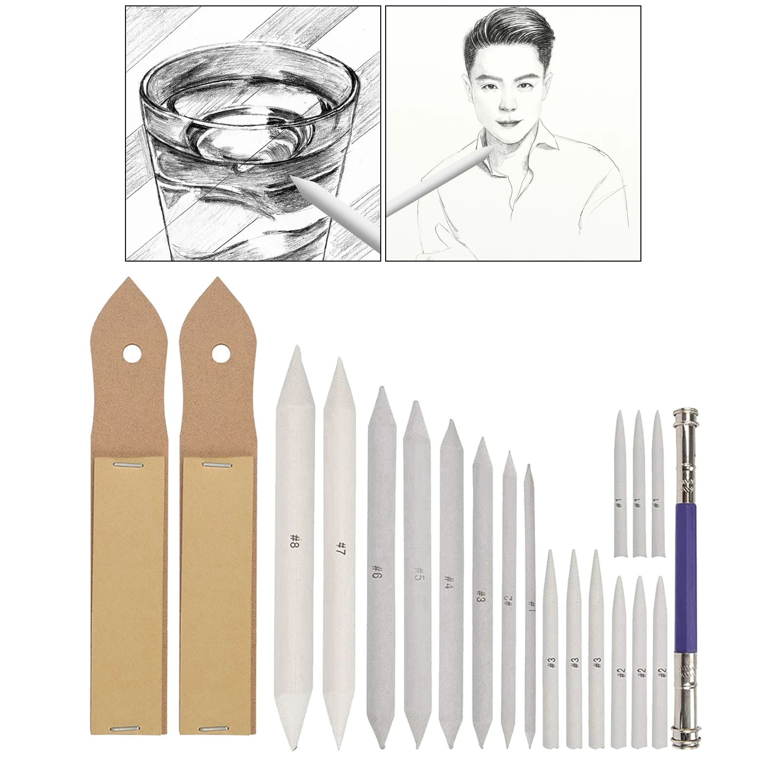 20Pcs Blending Stumps and Tortillon for Drawing, Shading Pencils for Sketching, Blending Pencil, Blending Sticks Drawing Tool