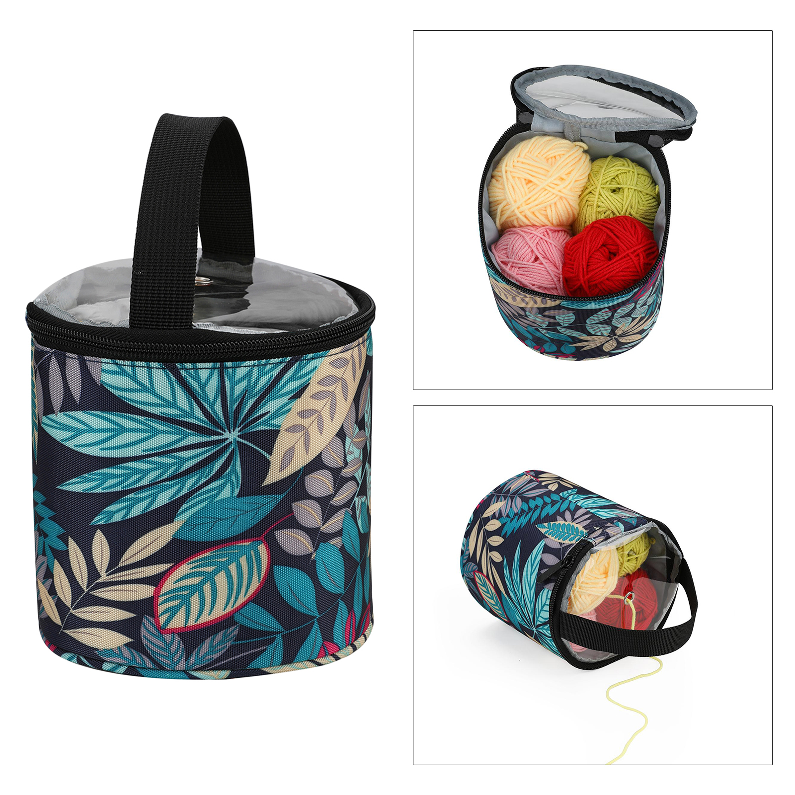 Travel Yarn Storage Bag, Knitting Organizer Tote for Protect Yarn and Prevent Tangling Knitting Accessories with Hole for Home