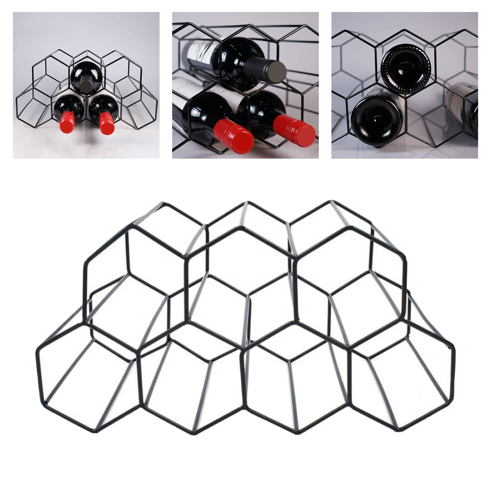 Geometric Metal Wine Racks Wine Holders for Table Top Mini Bars Home Cabinet