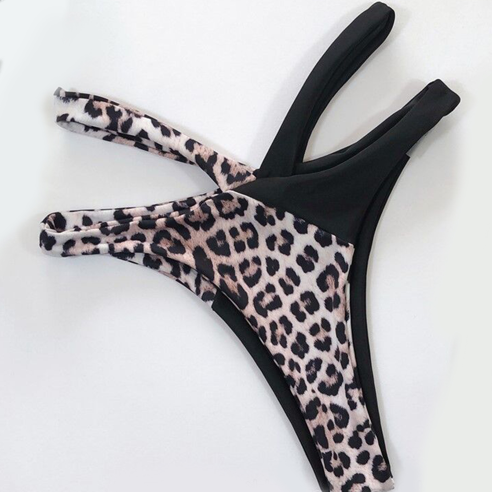 Womens Bikini Tankini Women Leopard Print Bathing Two Piece Swimsuit Ladies Swimwear Beach Travel Swim Pool Backless Bra Bottoms