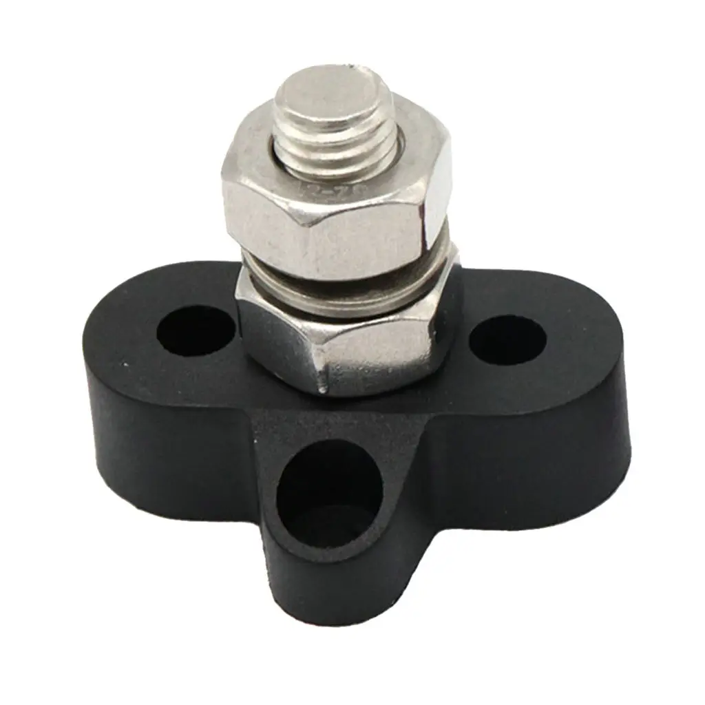 3/8 Inch Stainless Steel Single Stud Power Junction Block - Black