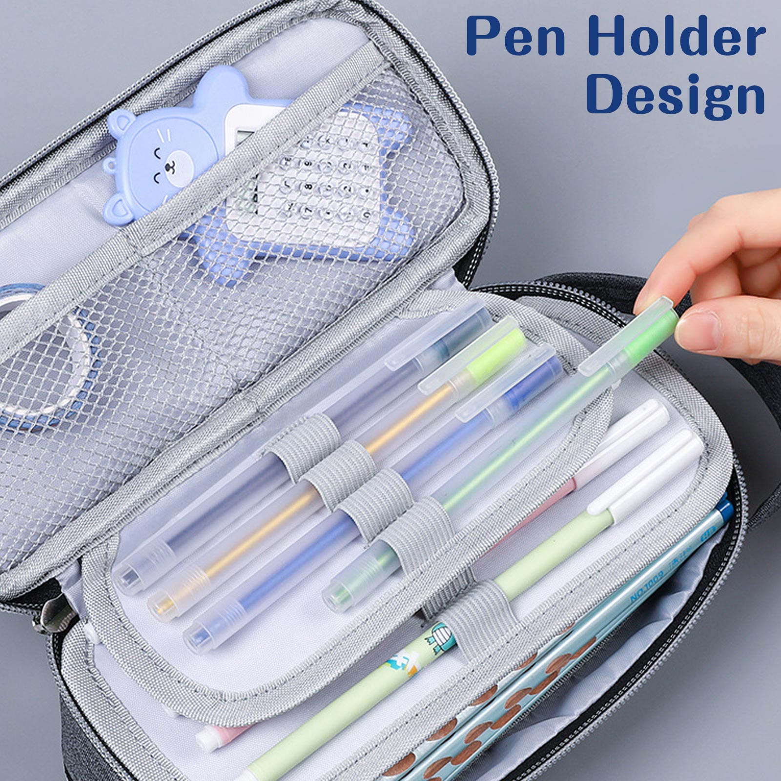 Trousse à Crayons Double Couche 20cm - Tissu Oxford Avec Rabat - Grande Capacité 50+ Stylos - Motif Koala - Pour École Voyage Art