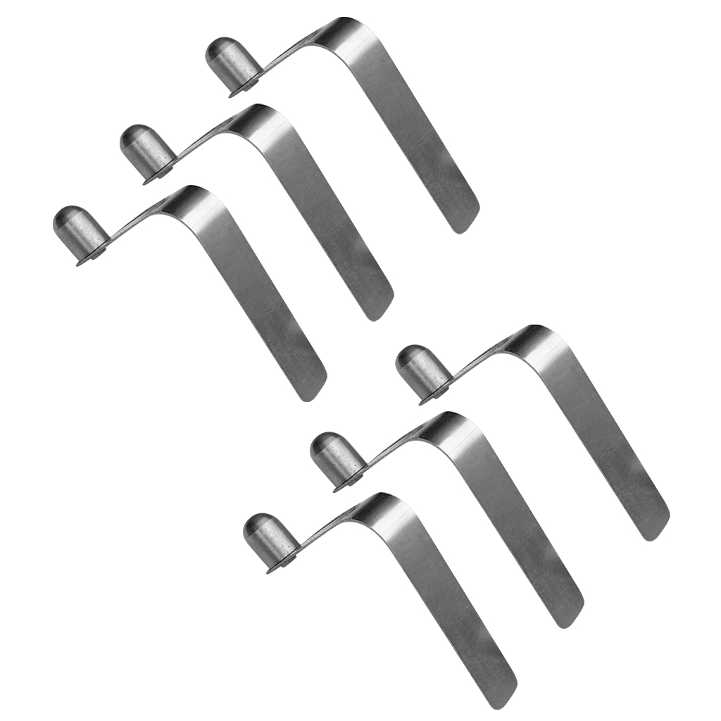 6x 8mm Stainless Steel Paddle Tent Pole Spring Snap Button Clips