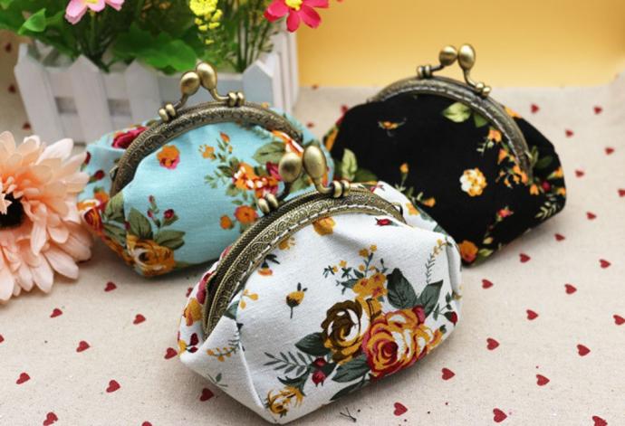 Mini bolsas de flores vintage para mulheres,