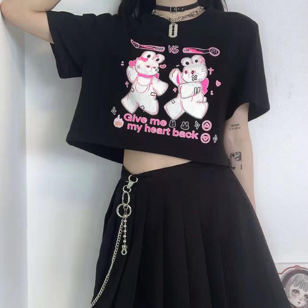 Shirt Women 2021 Goth Rabbit Print 