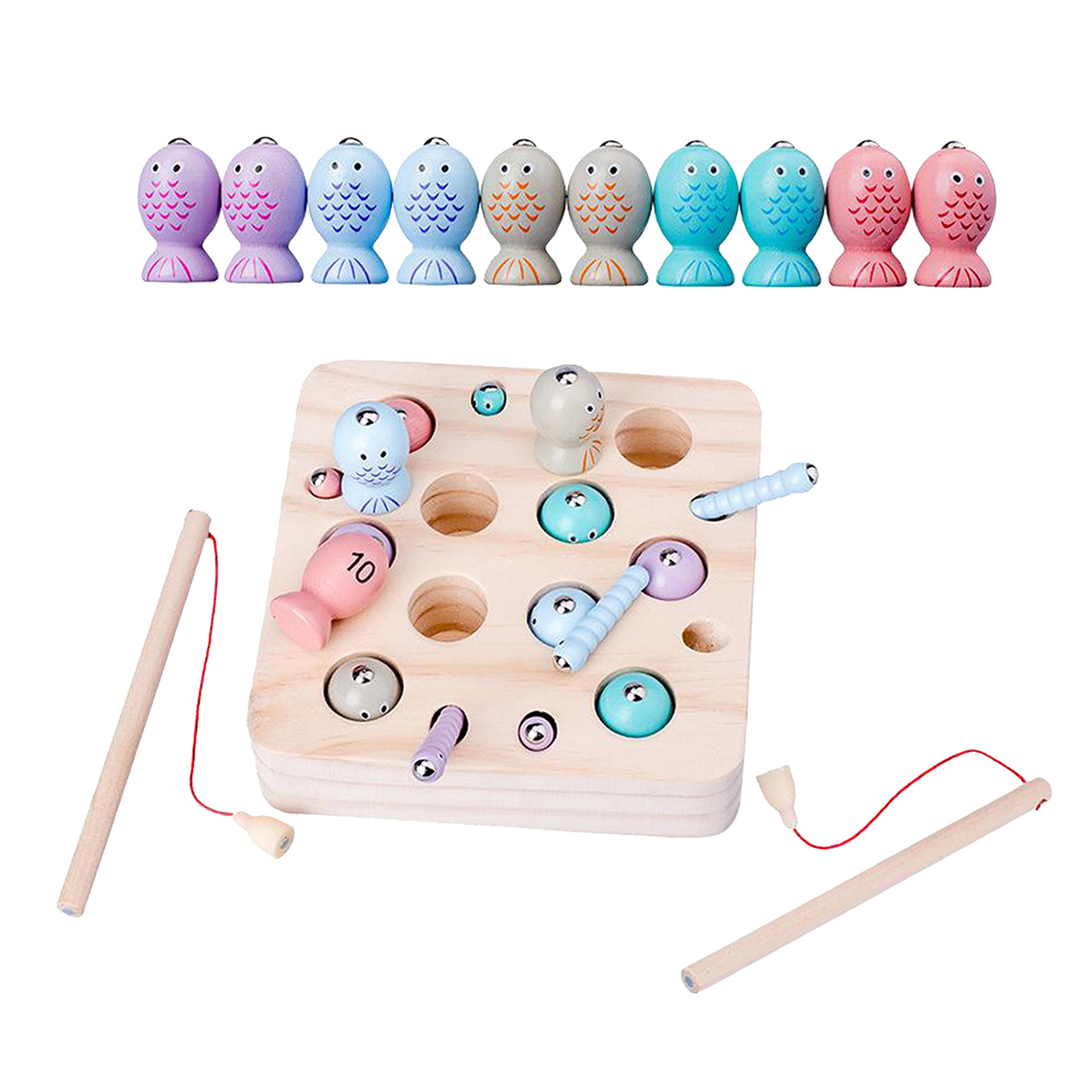 Baby Wooden Montessori Toys Magnetic Games Fishing Toys Catch Worm Educational Toys For Children Gifts Boys Girls
