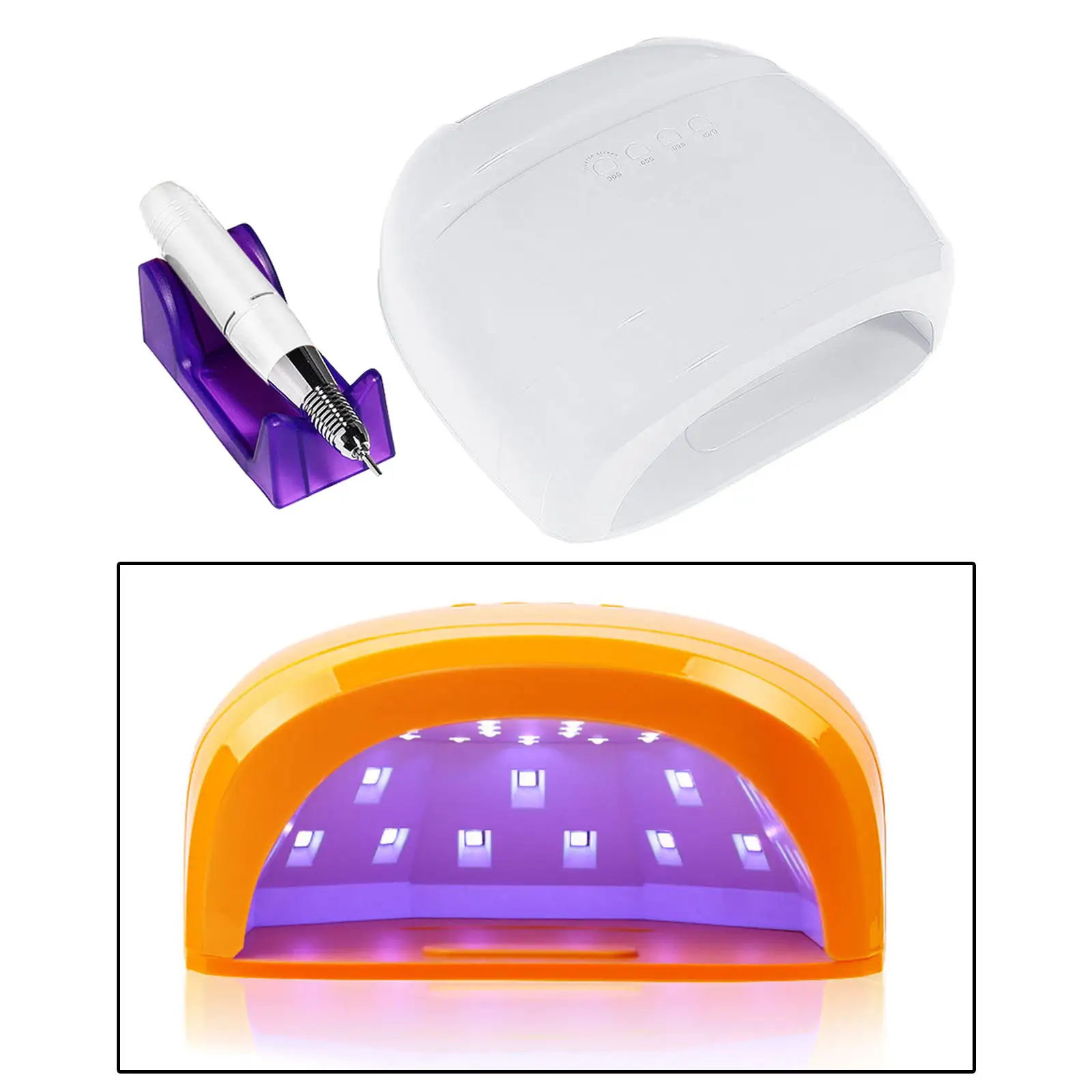 Auto-Sensing Portable Art Nail Lamp w/ Nail Drill for Manicure Gel w/ 3 Timers Drill Dryer w/ Handle and Phone Holder