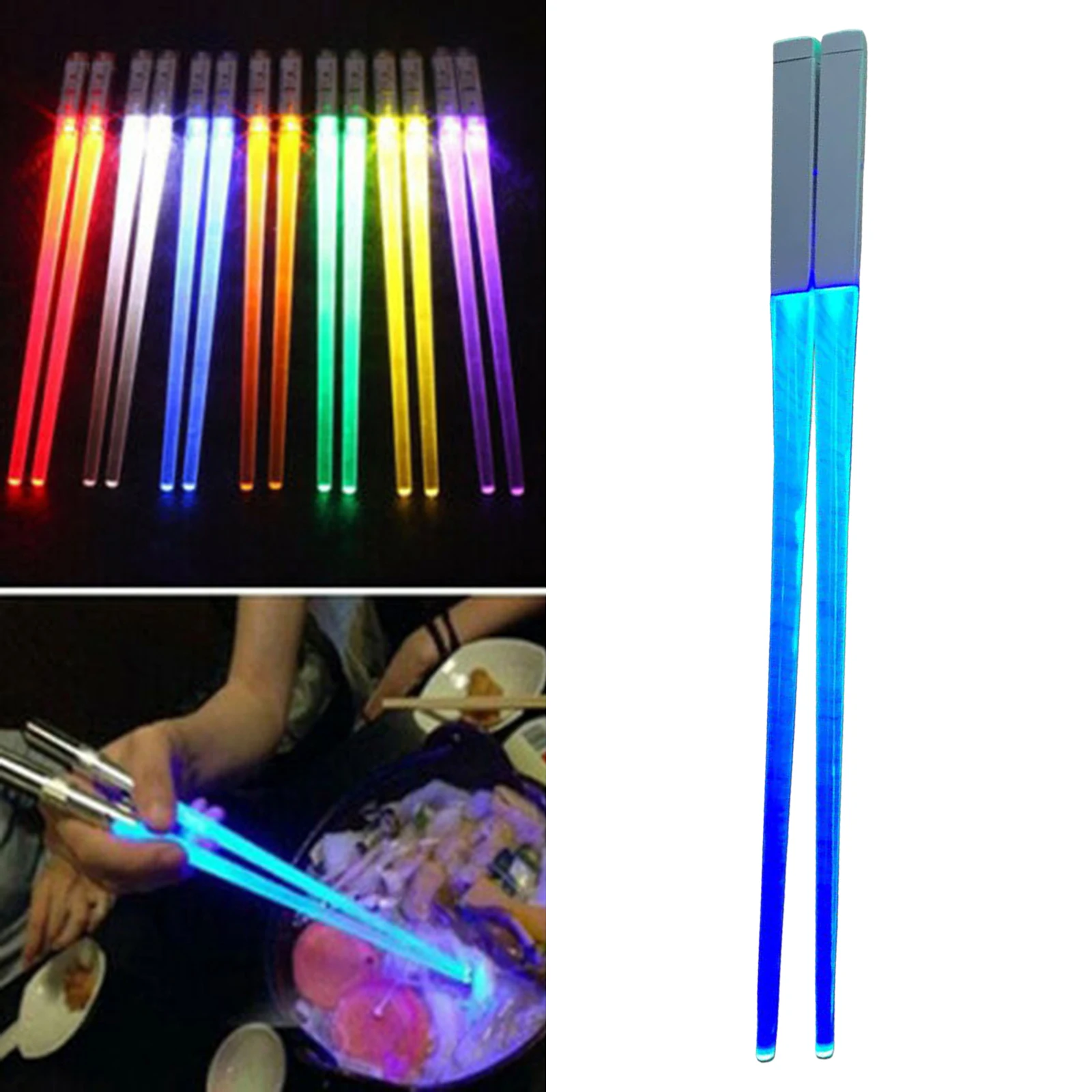 1 Pair of Light Up LED Lightsaber Chopsticks Durable Lightweight Portable BPA Free and Food Safe