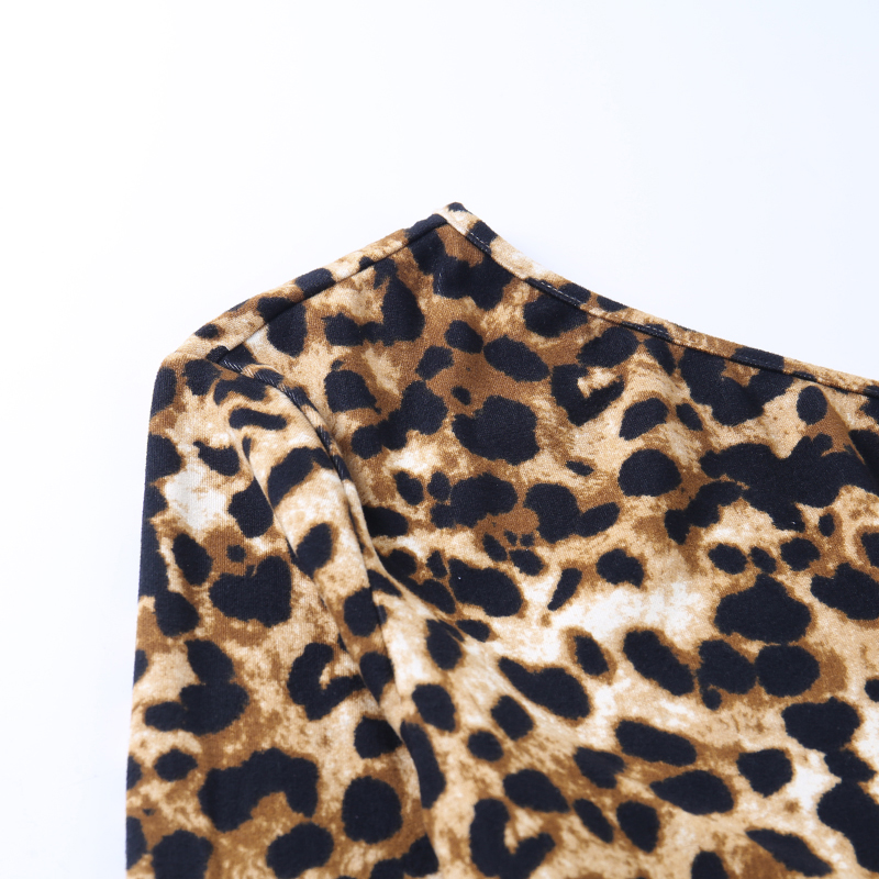 Nova moda feminina leopardo colheita topos um