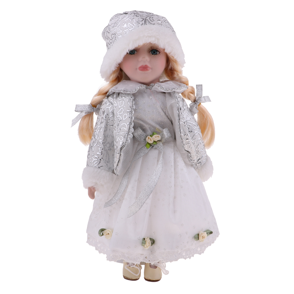 12inch Vintage Porcelain Doll in Dress, Creative Valentin Gift for Girlfriend, Dollhouse People Display Decor Collection