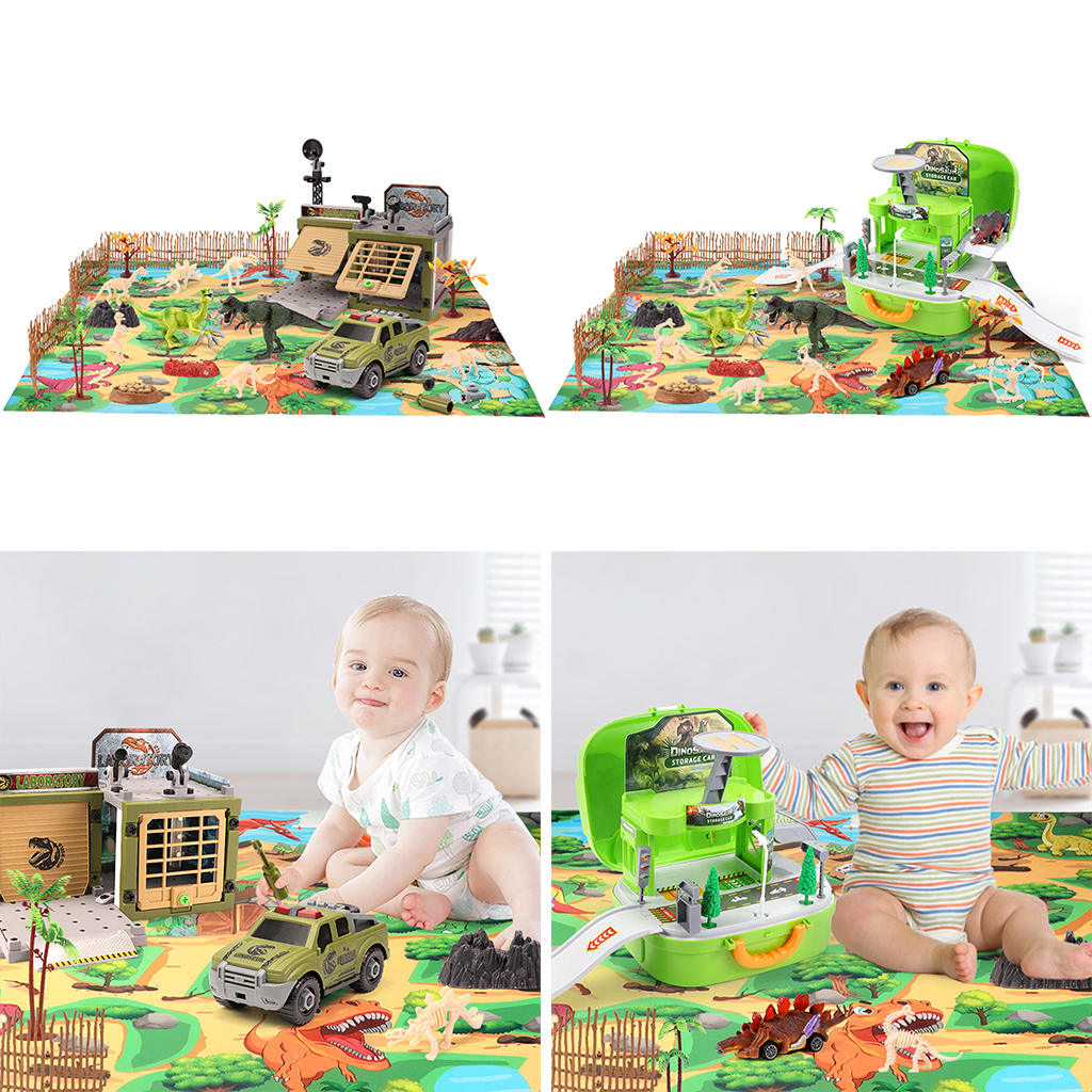 Dinosaur Toys Playset with Play Mat Jungle Dinosaur Figures Track Education for Kids Baby