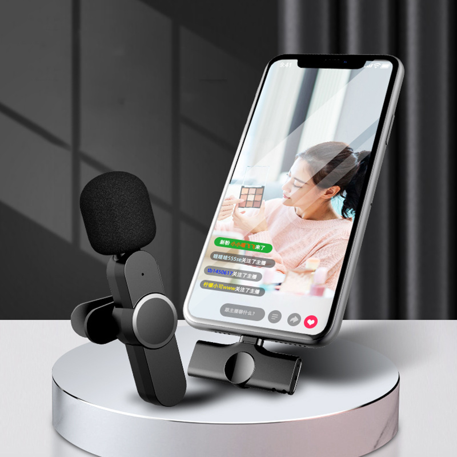 USB Type C Broadcast Lavalier Microphone Wireless Recording Mic Battery-Free