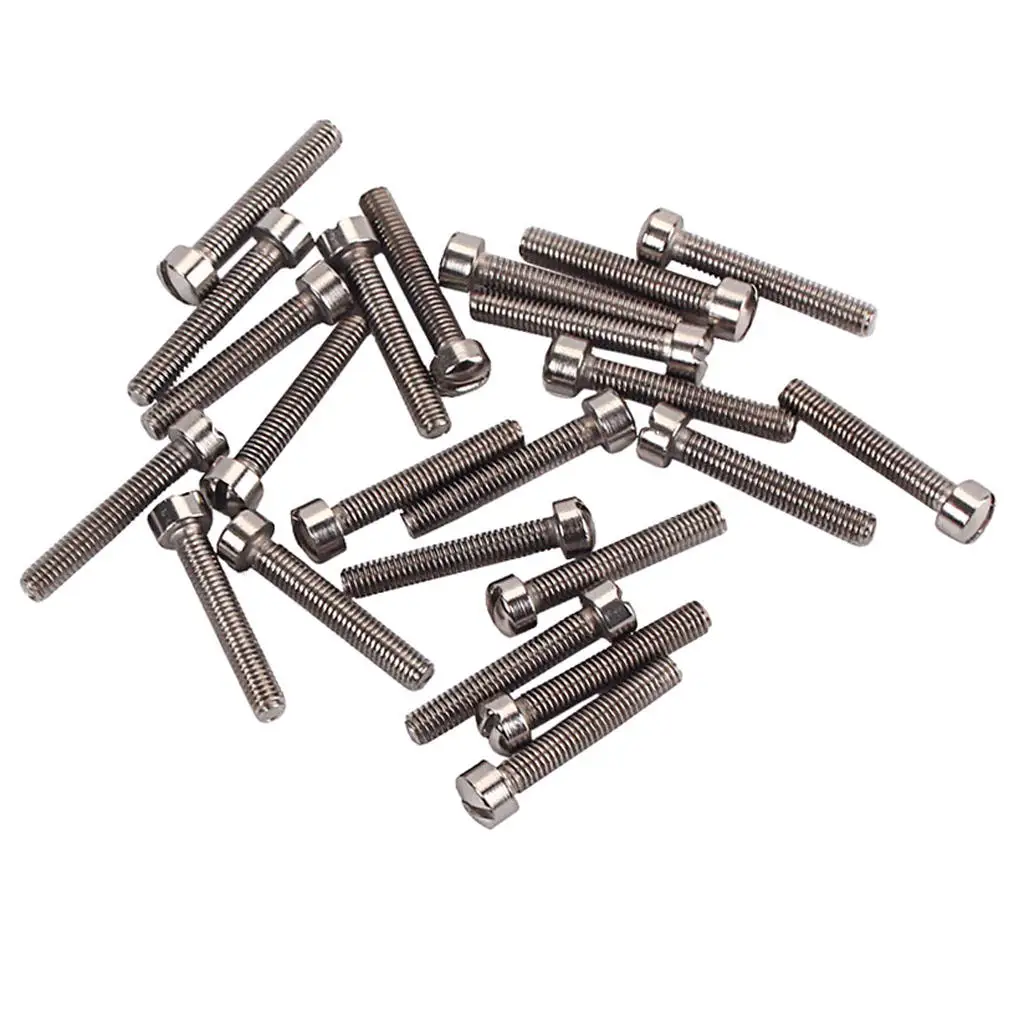 24x Iron Pickup Pole Screws Replacements 3x20mm for Electric Guitar Parts, Nickel Color