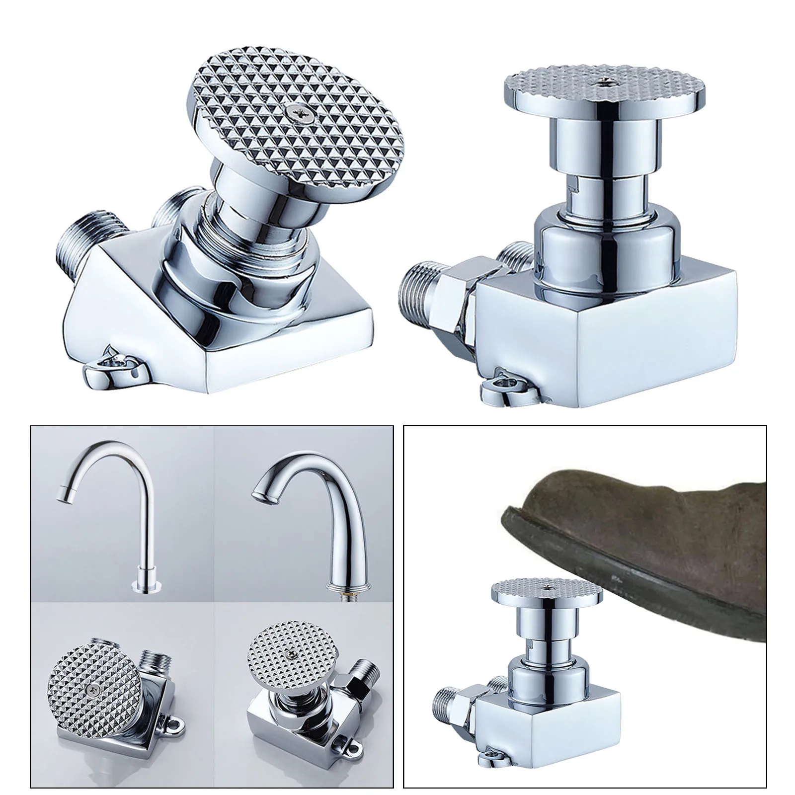 Floor Mount Foot Pedal Valve Brass Basin Sink Faucet Tap Pedal Water Faucets