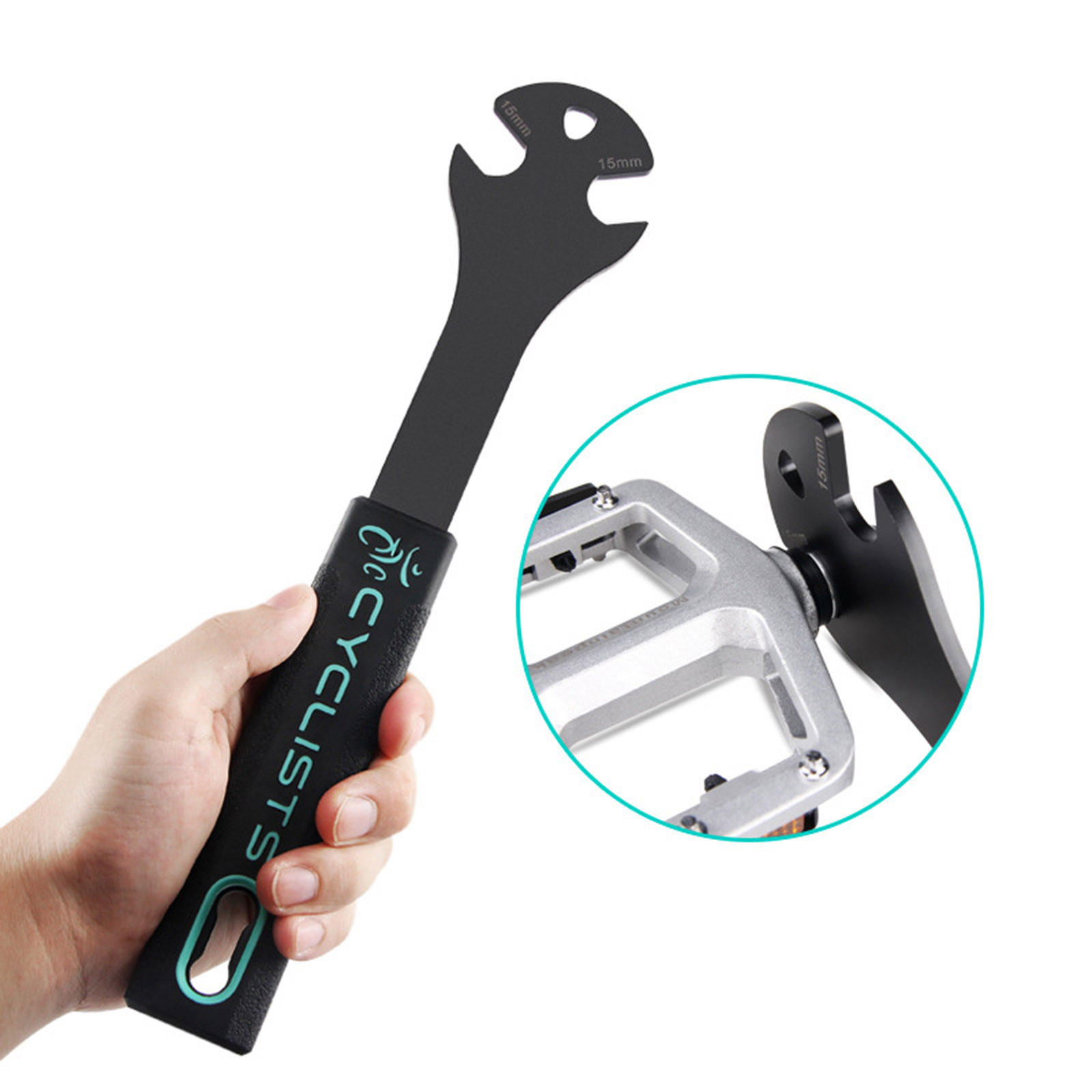 Bike Pedal Wrench Extra Long Handle Anti-slip Bicycle Pedal Spanner Double Sided Wrench for MTB/Road Bike Pedals Replace Tool