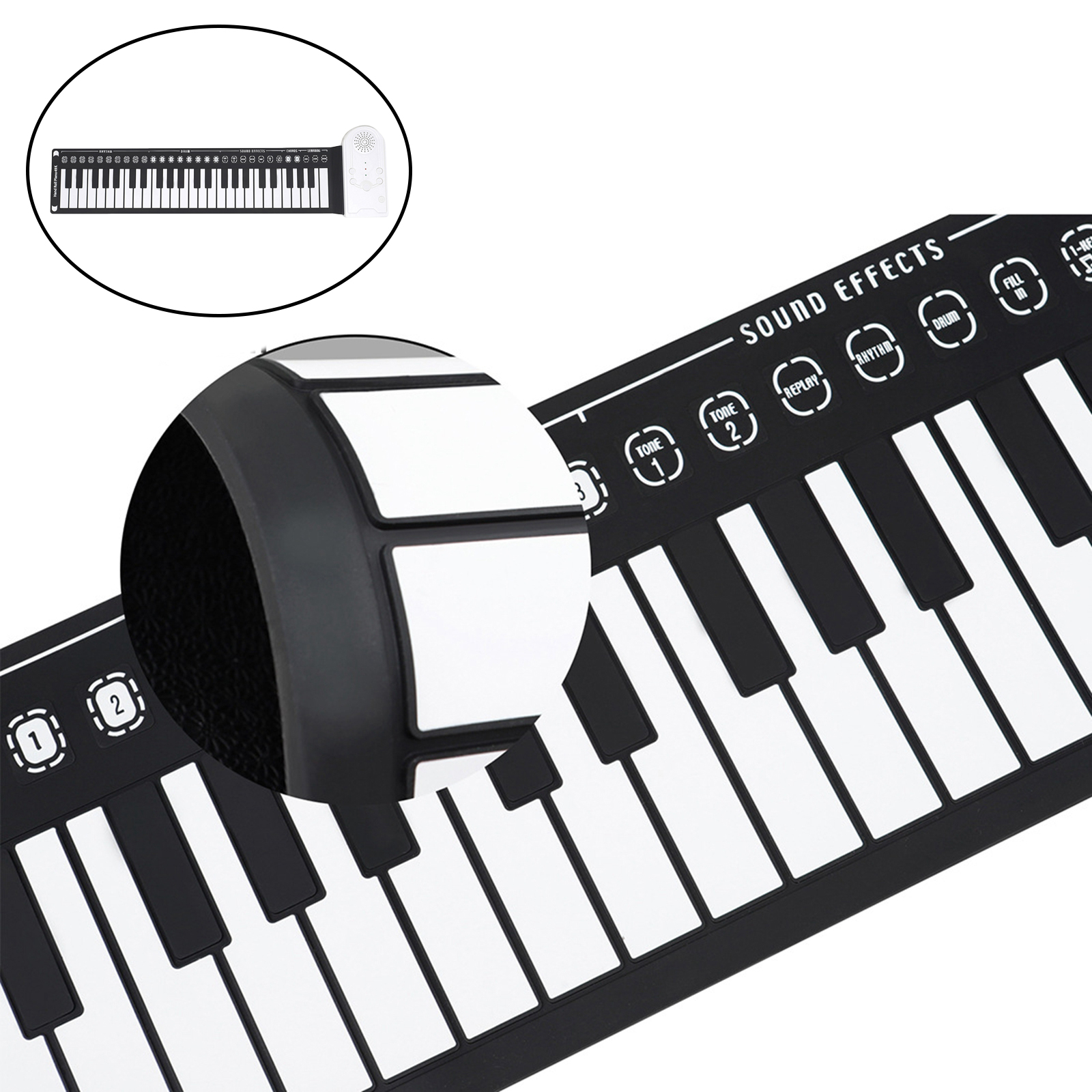 49Keys Flexible Electronic Keyboard Hand Roll Silicone Portable Piano Electronic Organ Roll Up Piano