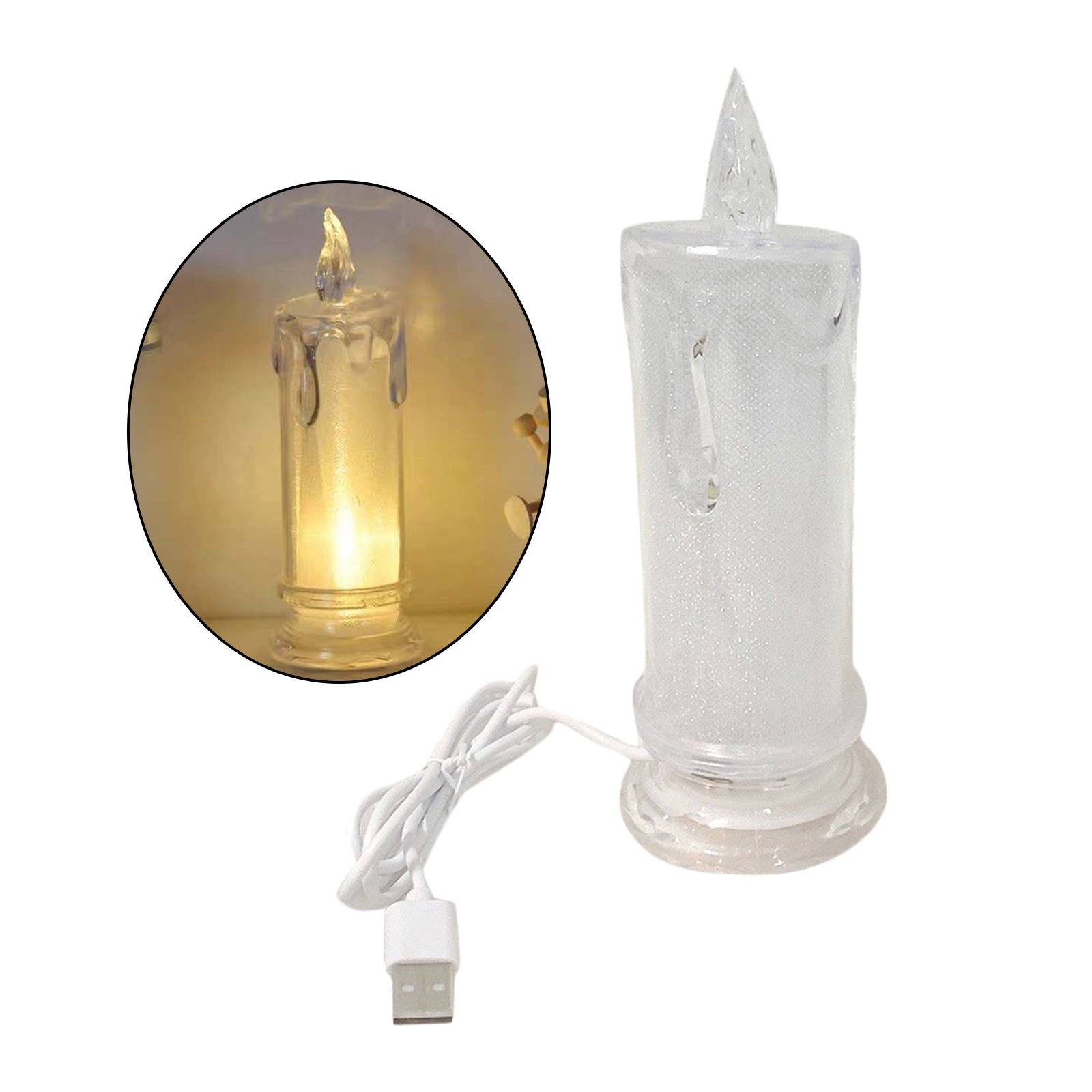 Decorative Electronic Candle Beautiful USB Charging Simulation Candle Candle Light Holidays Ornaments for Christmas Wedding Home