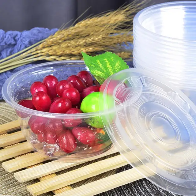 Disposable dessert soup bowl plastic thickened seal round to-go