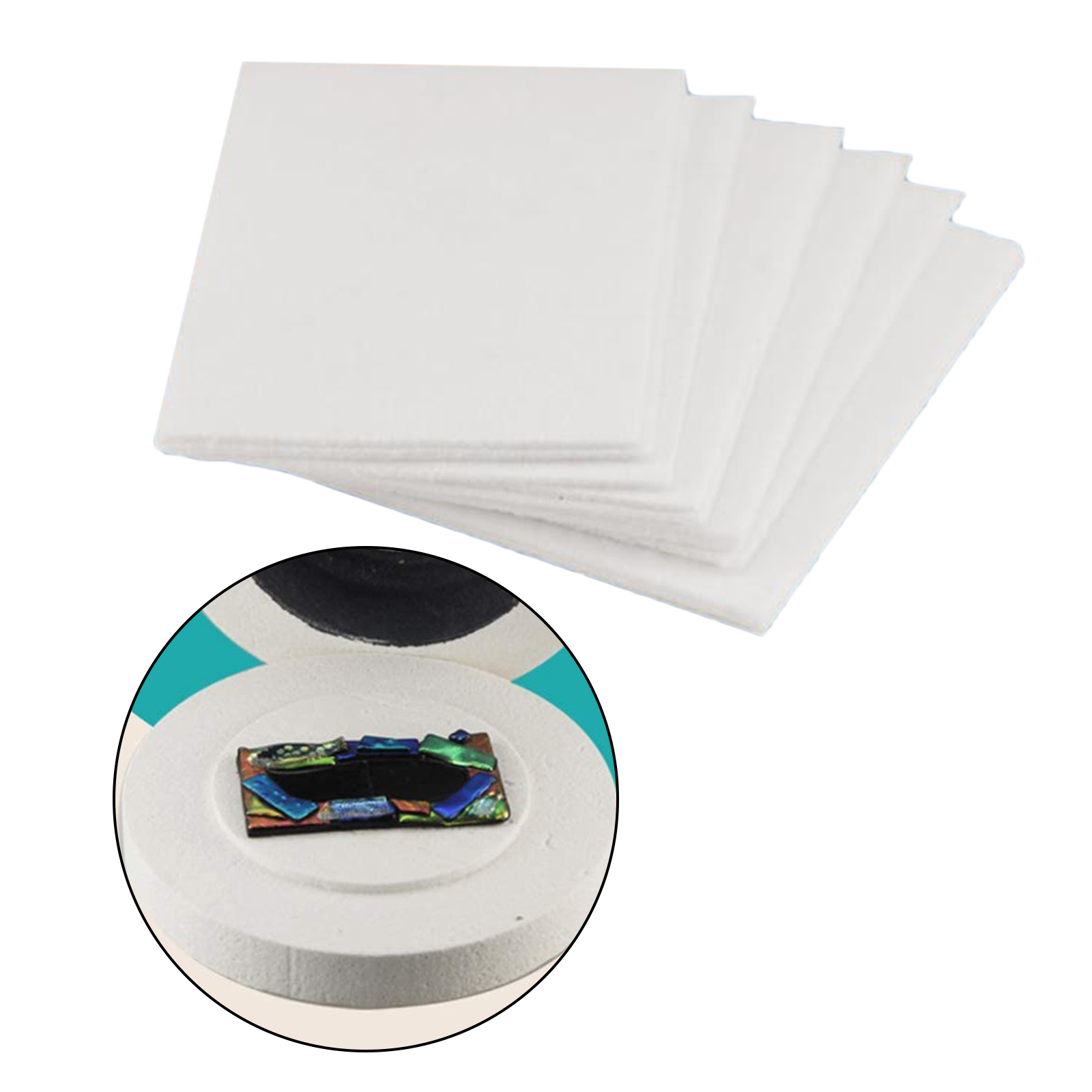 50 Sheets Ceramic Fiber Paper Square Microwave Kiln Papers Glass Fusing Paper for Household DIY Craft 80x80mm