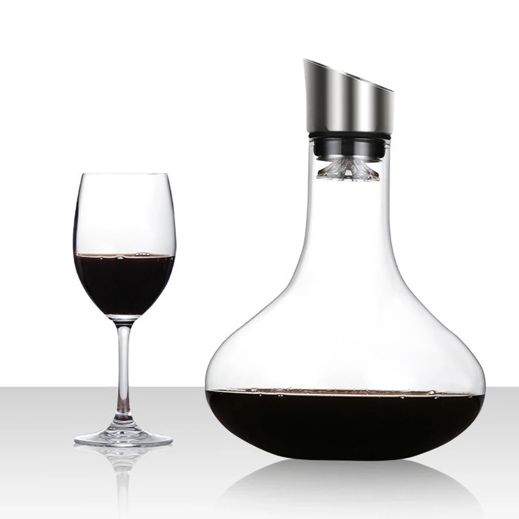 Lead-free Crystal Glass Wine Decanter with Aerator Red Wine Dispenser 56 oz Home Entertaining Drinkware Wine Breather Carafe