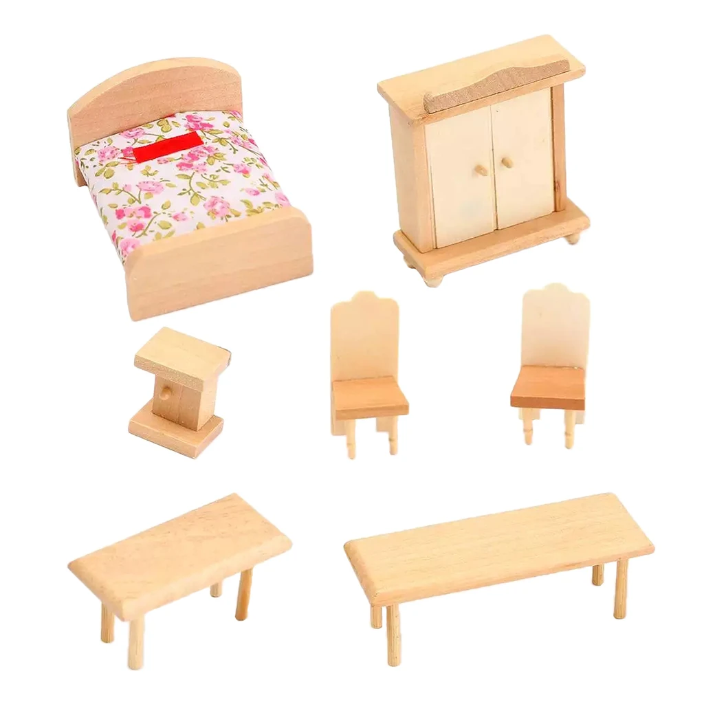dollhouse furniture set 1/12 scale wooden miniatures decor Kitchen set