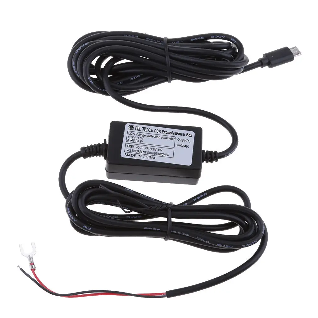 Micro USB Hard Wire Auto Charger Cable Kit 12V-35V to 5V for  Cameras GPS Auto DVR Power 3.5m