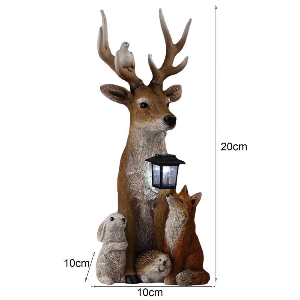 resina veado requintado acabamento figura animal ornamental prova dwaterproof água lâmpada raposa coelho ouriço desktop decoração estátuas