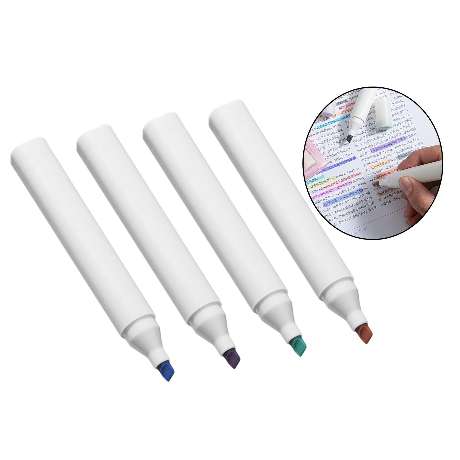 4x Highlighters, Large Ink Reservoir Study Supplies 4 Colors Marker for Mark Key Points Taking Notes Office School Art Painting