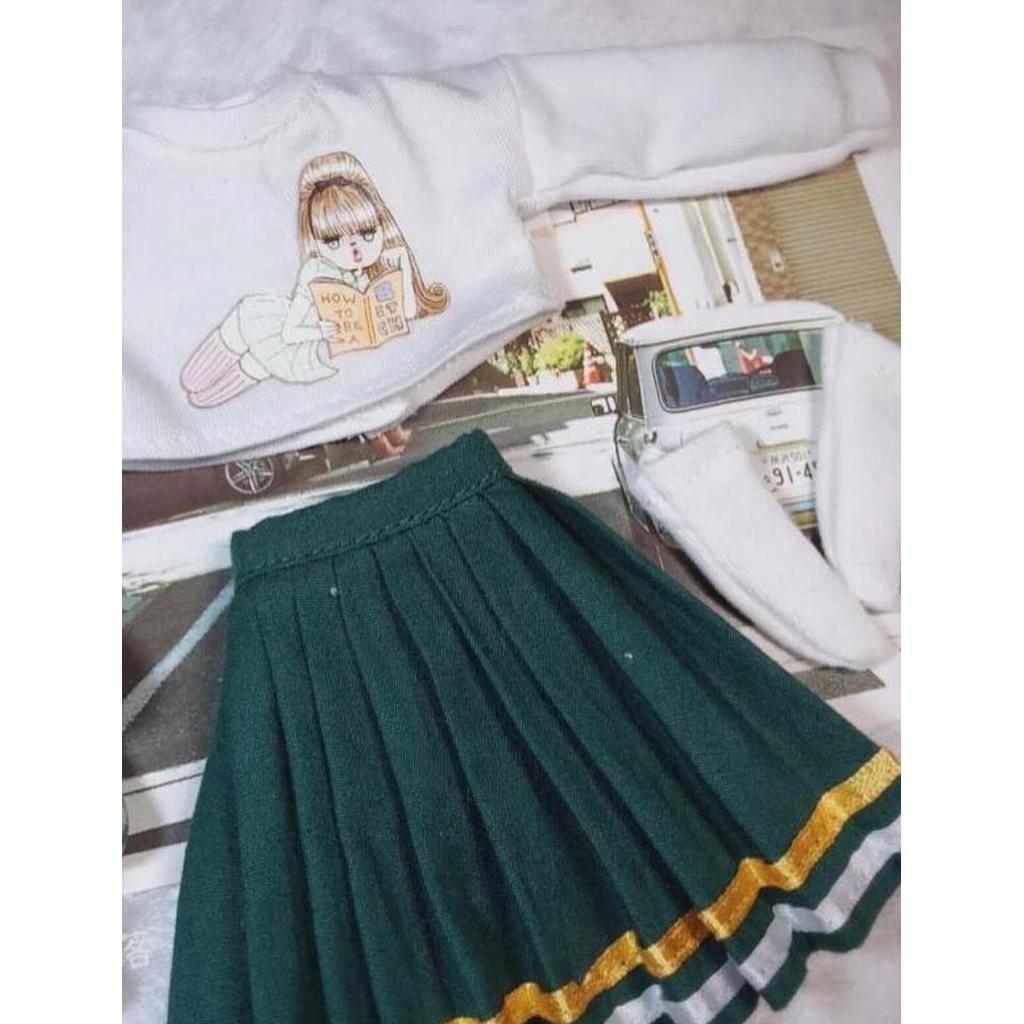Classic Plaid/Striped Pleated Skirt for 12inch Blythe Pullip Azone Dolls Clothes