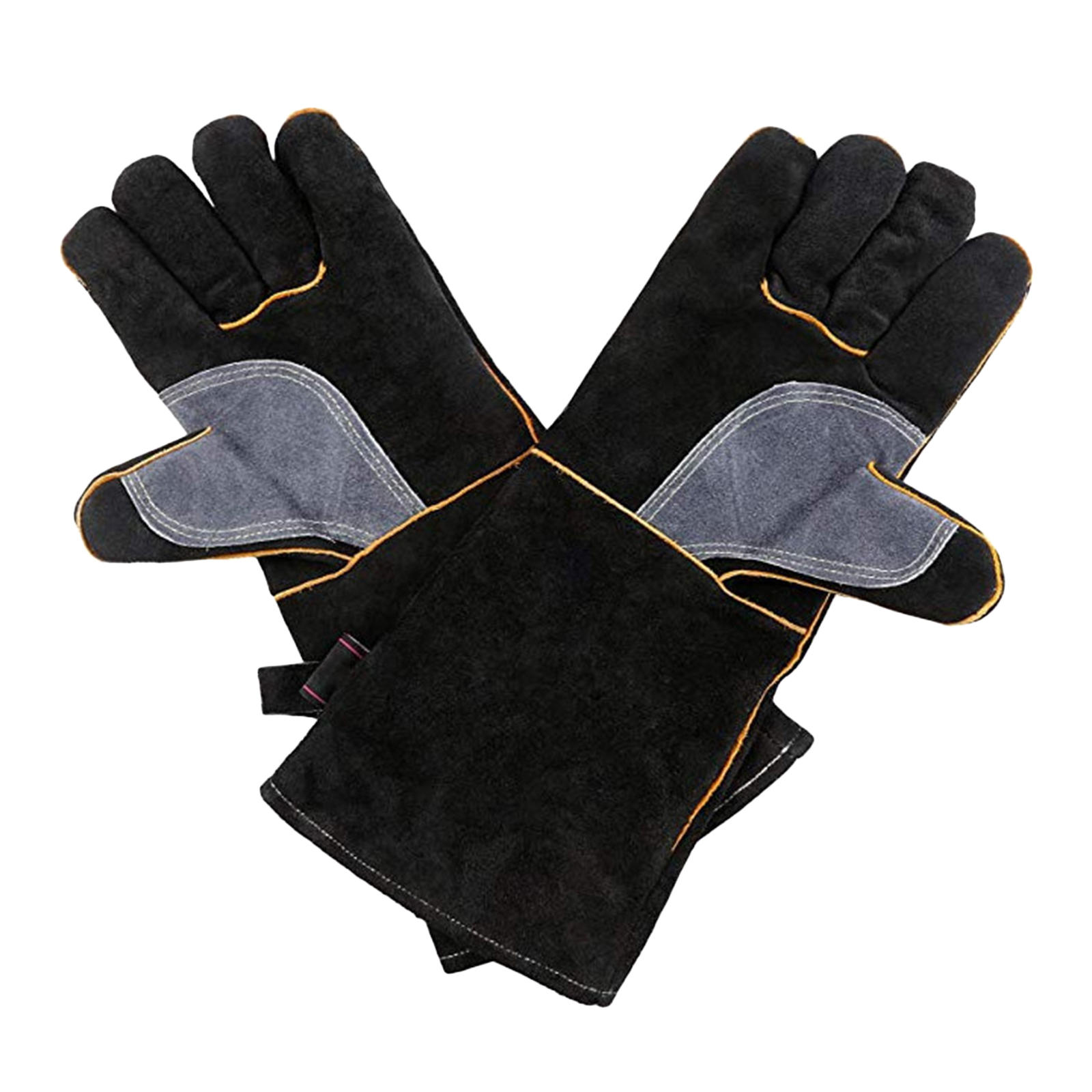Heat Resistant BBQ Gloves 16 inch with Stitching Leather Oven Mitts for Baking Cooking Kitchen Furnace Fireplace