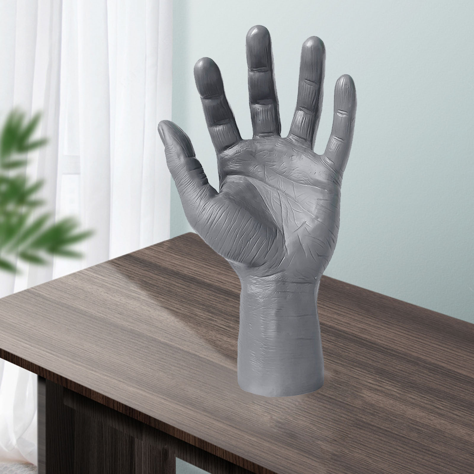 Realistic PVC Male Mannequin Left Hand, Men's Hand Displays Jewelry Organizer Stand Holder, Showing for Home Decor Gray