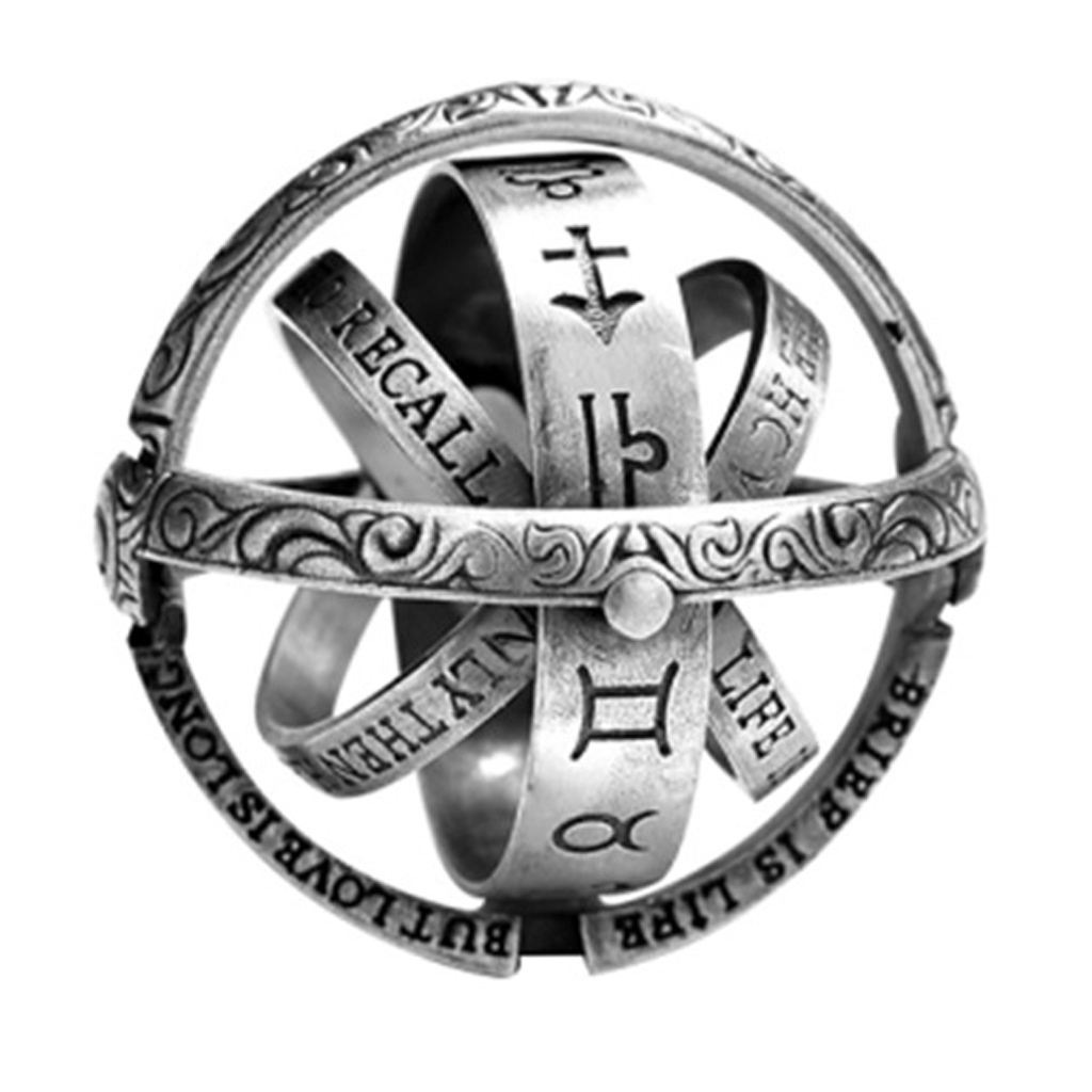 Astronomical Ball Rings Cosmic Finger Rings Couple Jewellery Silver Plated