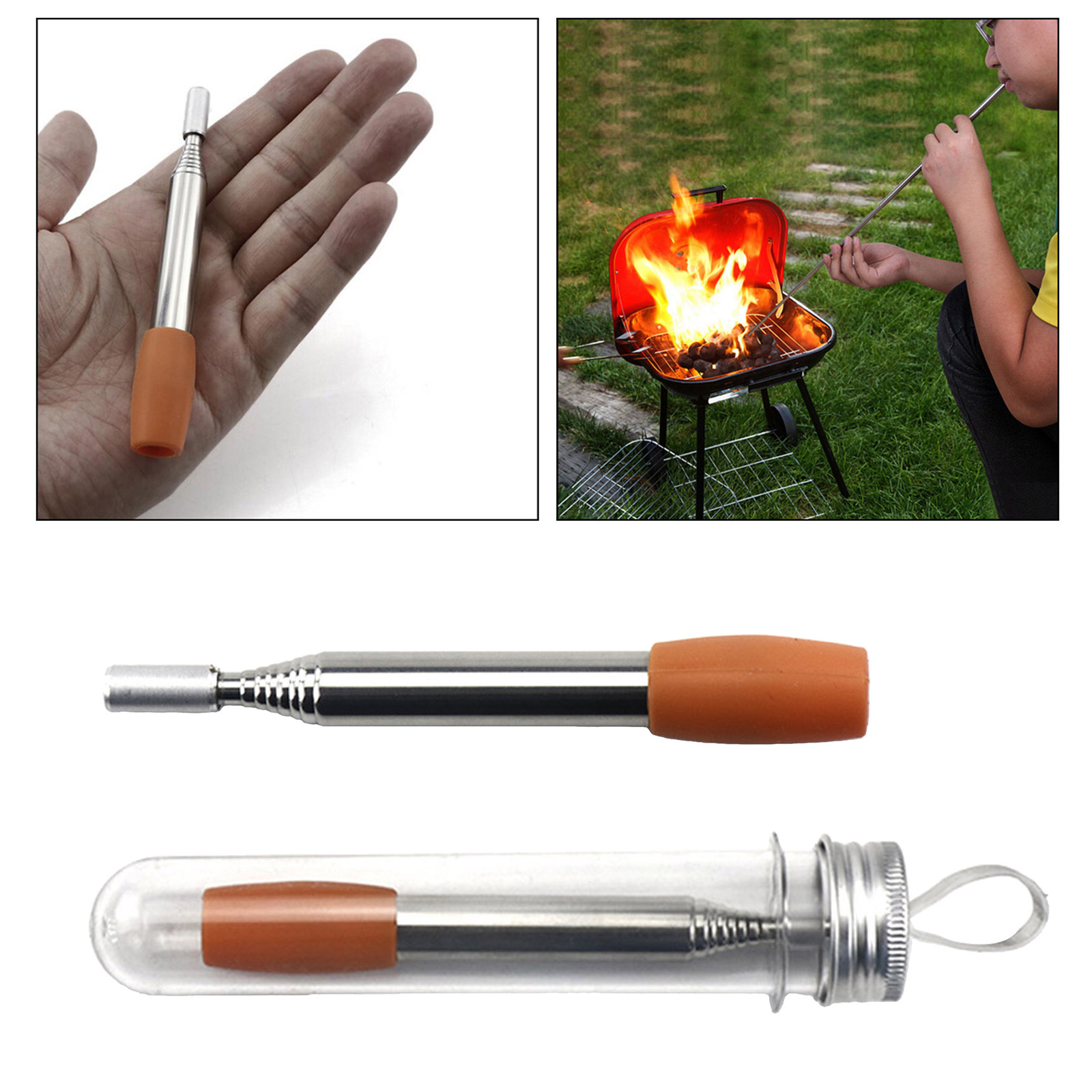 Pocket-Size Folding Stainless Steel Fire Blower Campfire Tool Outdoor Retractable Fire Bellow Portable Camping Traveling