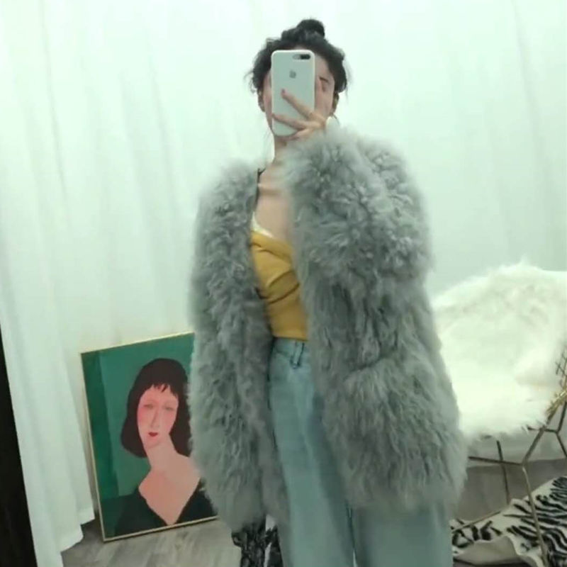 lã casaco preguiçoso Fan Fur Coat reunindo Cardigan Tops