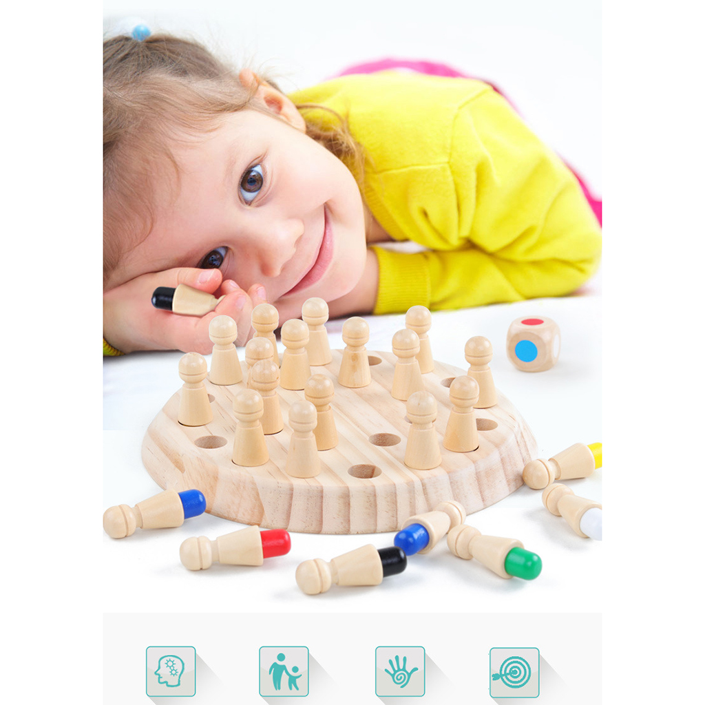 Family Wooden Memory Match Stick Chess Educational Color Cognitive Ability Toys