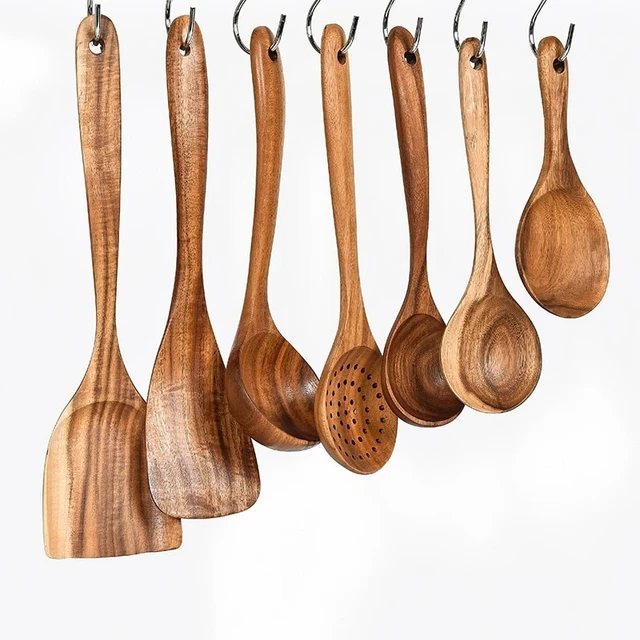 Wooden Kitchen Utensils Set Large Flipper, Small Flipper, Cooking