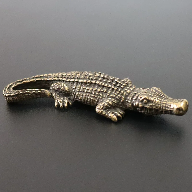 Miniature Magic Lucky Crocodile Alligator Brass Amulet Statue Healthy Wealth FS 