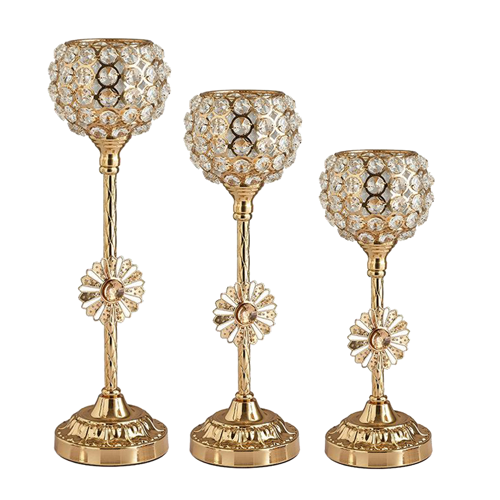 Elegant Crystal Candle Holder Golden Candlestick Create Relaxing Atmosphere