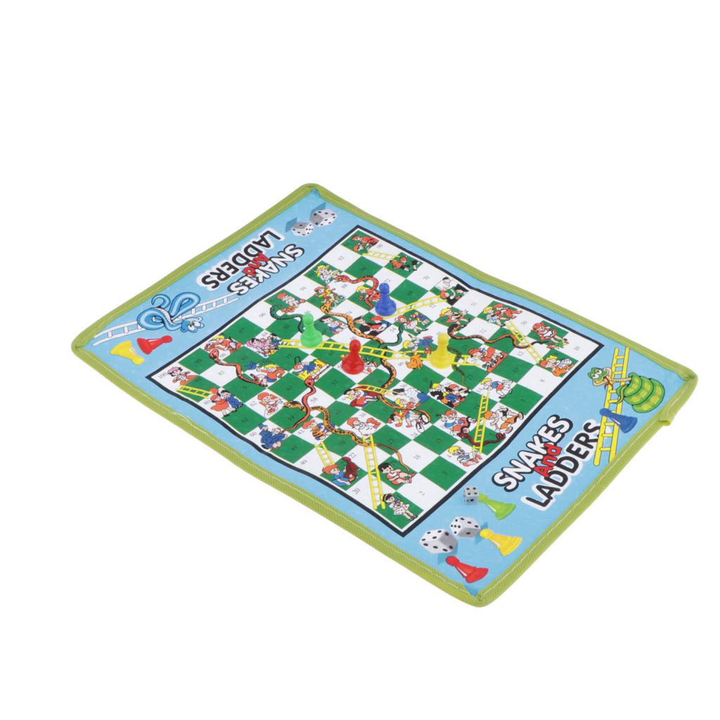 Mini Travel Chess Ludo Game SNAKE & LADDER 38cm x 27cm Foldable Pocket Pack for Outdoor Hiking Camping Travelling Games Gift