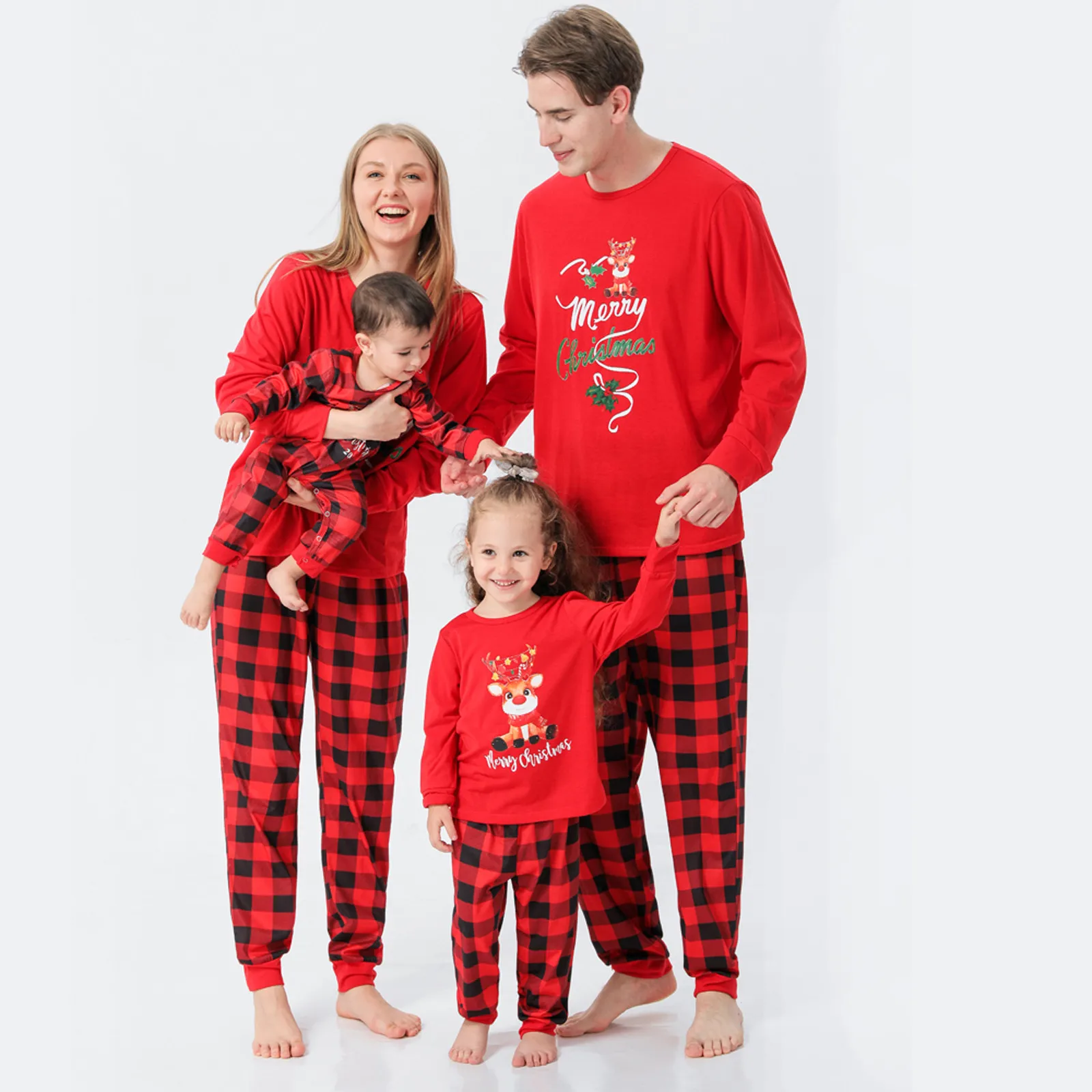 Moeder Vader Kinderen Bijpassende Outfits Koppels Kerst Kerst Familie Pyjama,Kerst Pyjama Set Kleding Gender-neutrale kleding volwassenen Pyjamas & Badjassen Pyjama Vakantie Pyjama,Xmas Fotoshoot 
