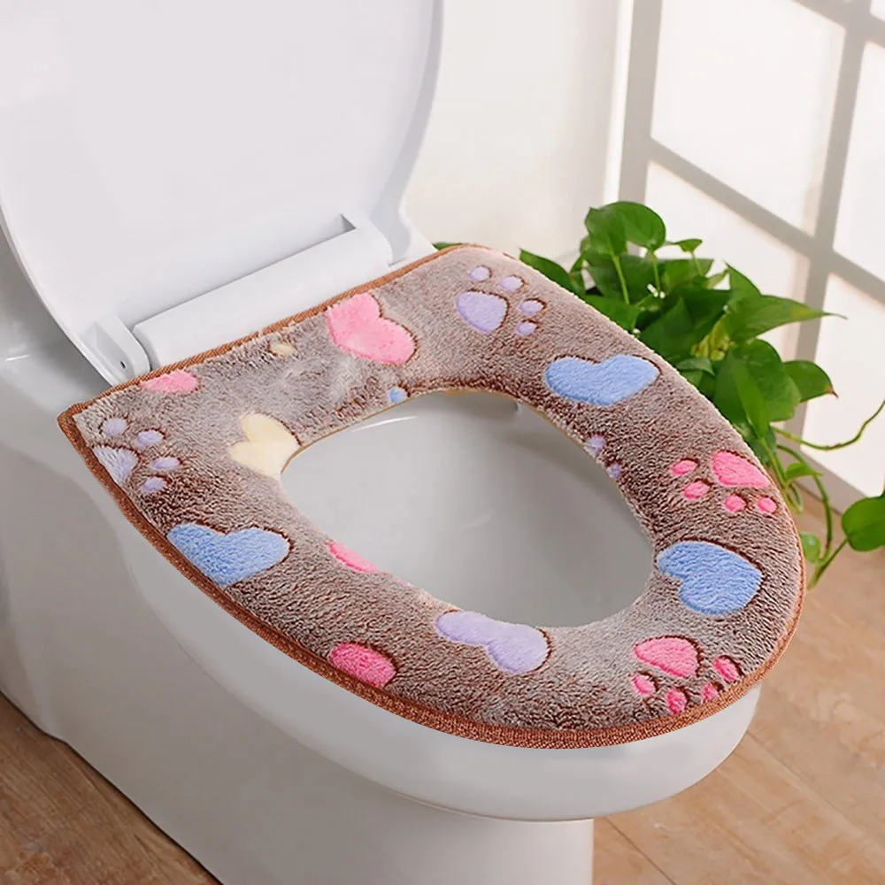 Toilet Seat Closestool Mat Cover Pad Cushion Washable Soft Warm Embroidery Home 