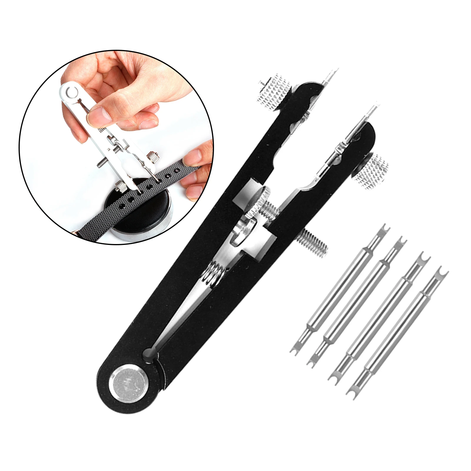 Watches Spring Bar Repair Tool Tweezer V-Shaped Disassembly Dismantling with 4 Pins 6825 Strap Band Removal Removing Tools