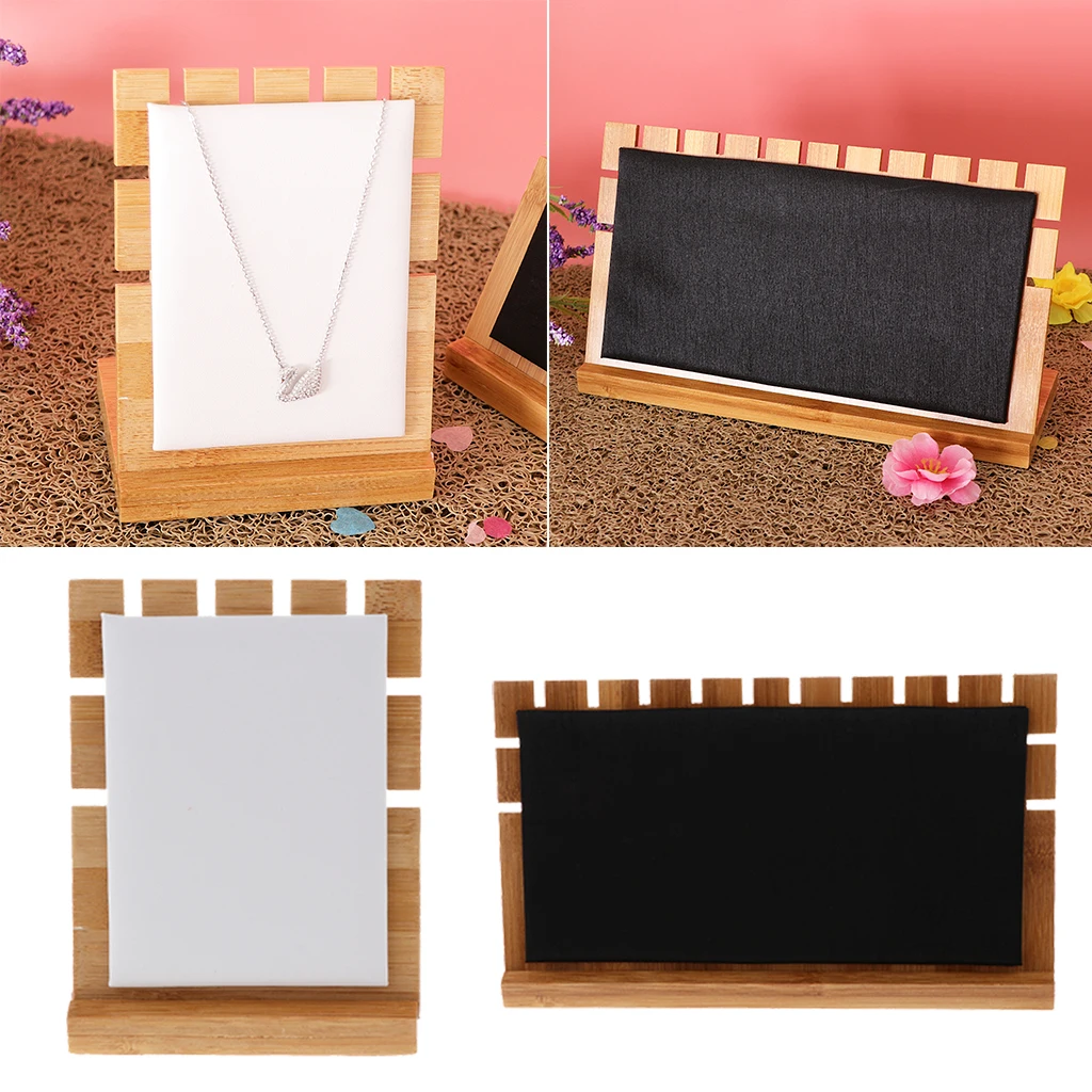 2 Jewelry Tray Stand Wood Pad-11x8x14cm(White)/ 25x8x14cm(Black)