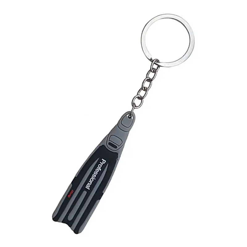 Diving Fin  Key Chain  With Steel Key  For Divers Dive Fans Lover